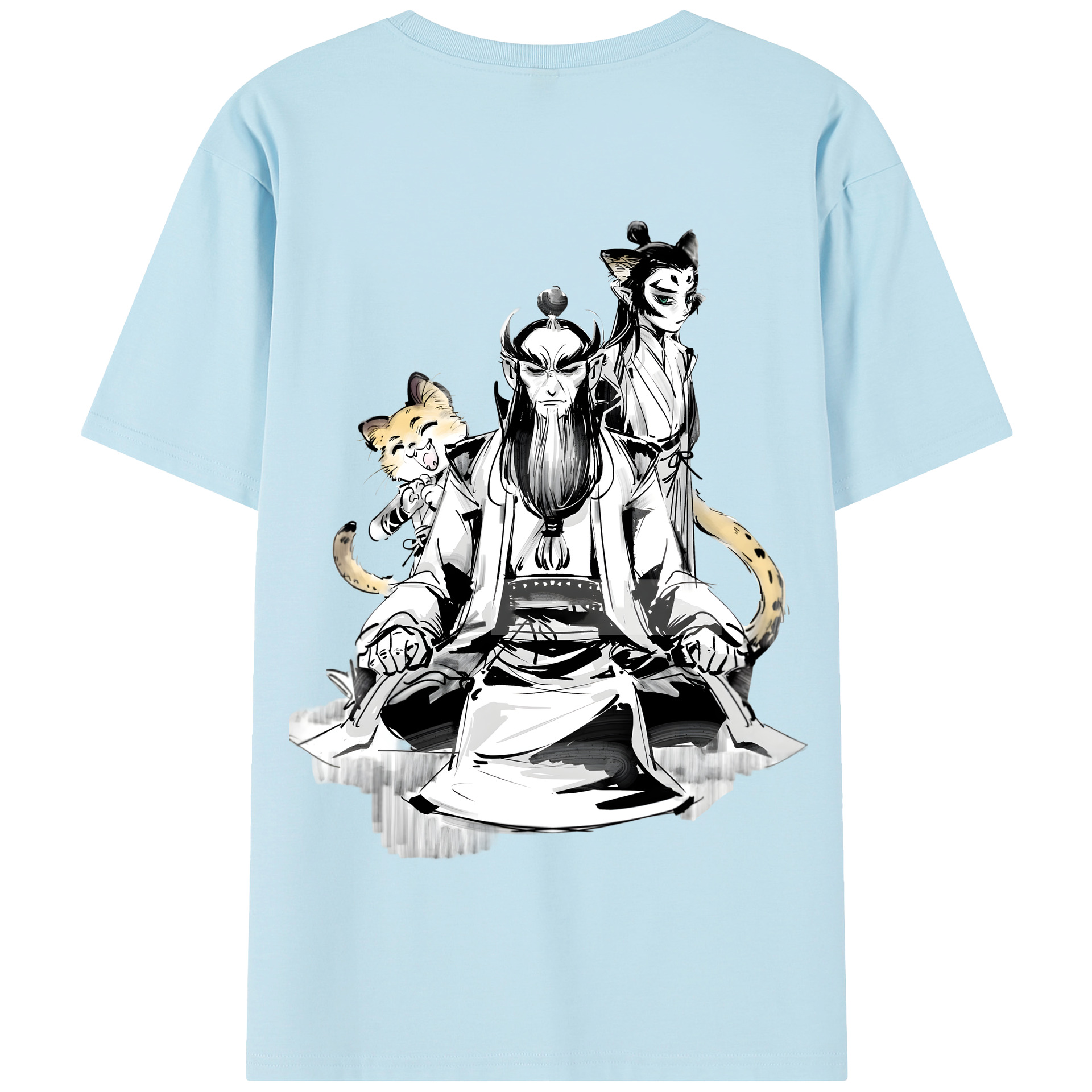 （画像用） Ne Zha 2 ナタ 魔童の大暴れ 綿100％半袖Tシャツ（背面プリント）